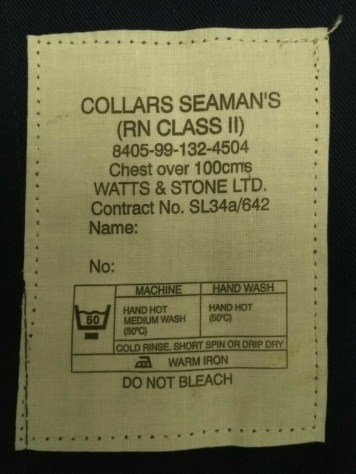 British RN Class 2 CII Collar Seamans Sailors Square Rig Navy - New