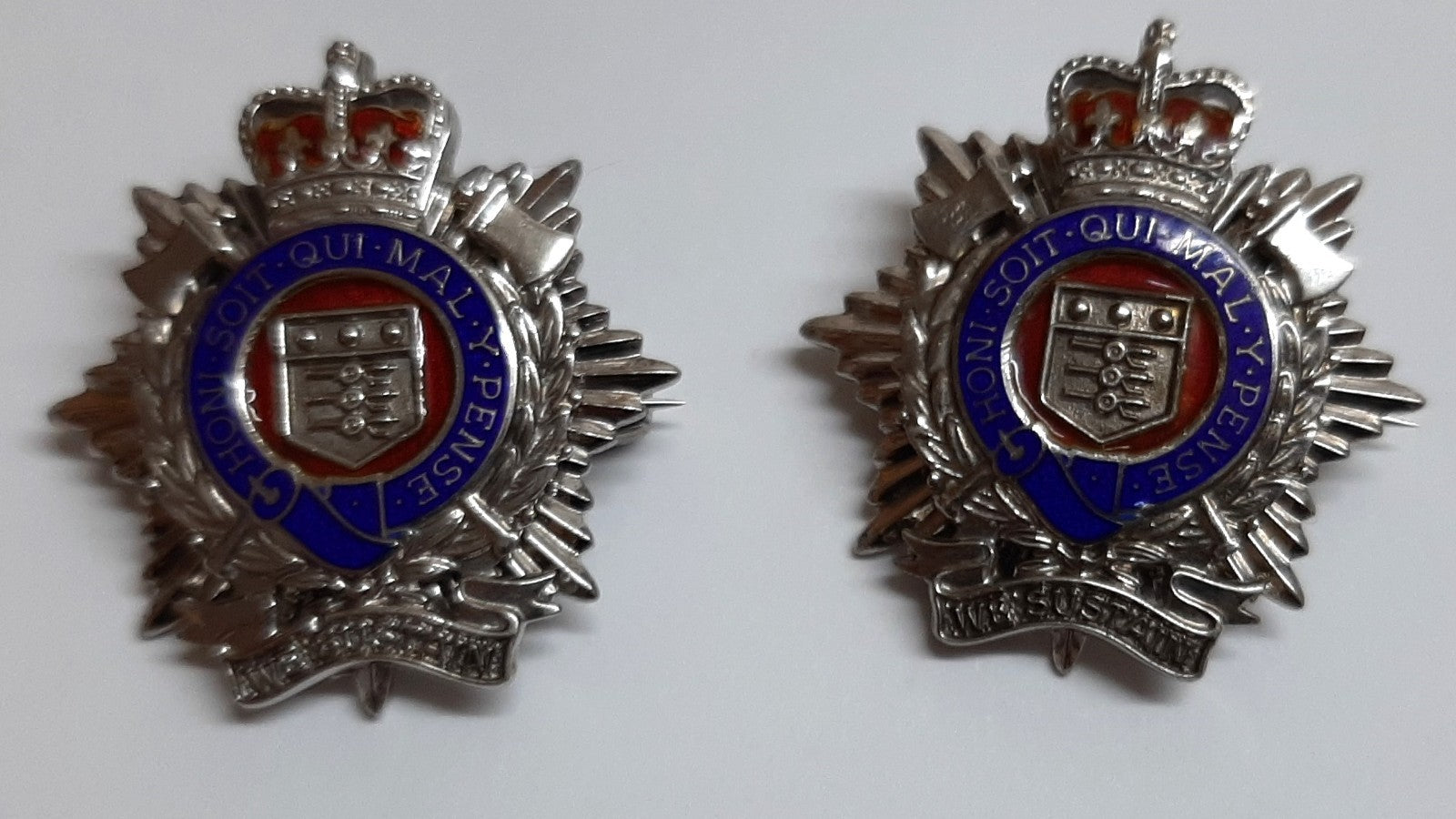 Vintage RLC Insignia Two British Silver Army Collar Badges Royal Logistics Corps