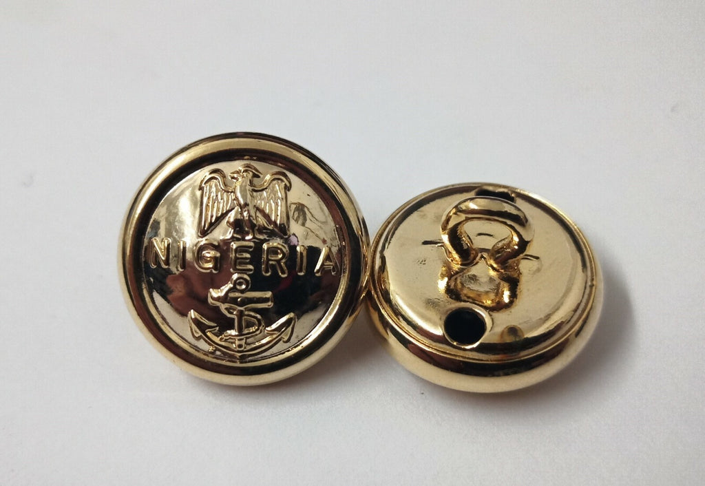 Genuine Nigerian Navy Issue Eagle and Anchor Insignia Ring Back Buttons X2 V0349