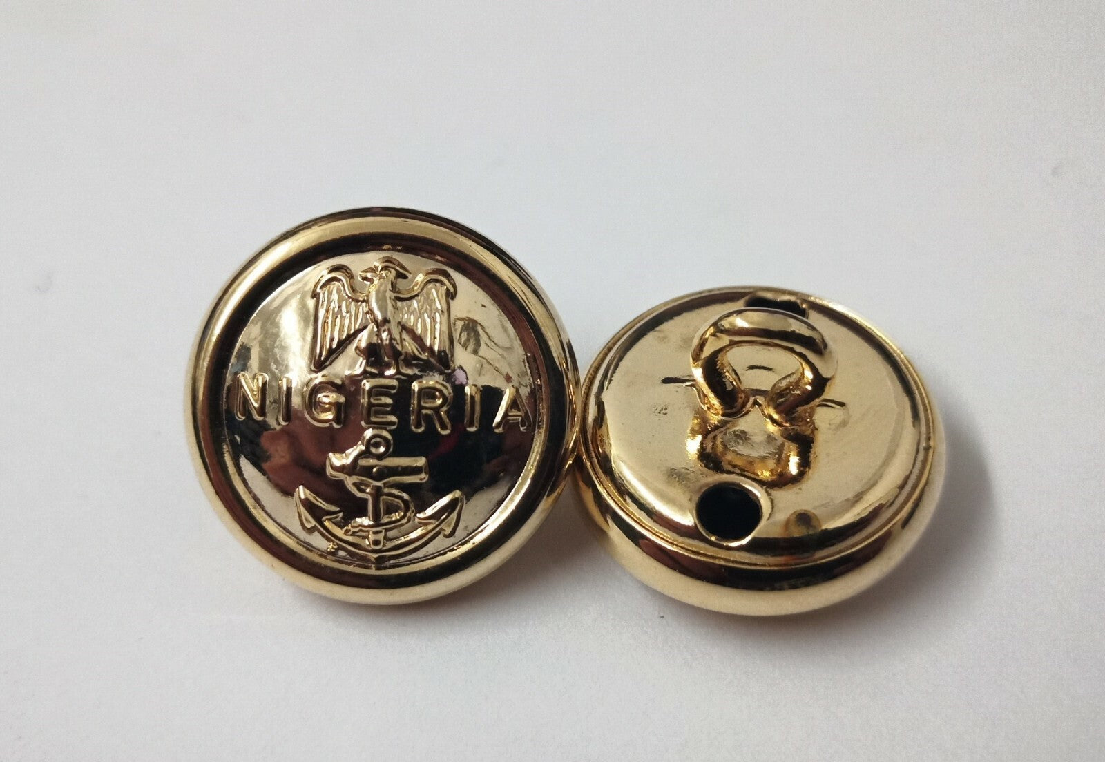Genuine Nigerian Navy Issue Eagle and Anchor Insignia Ring Back Buttons X2 V0349