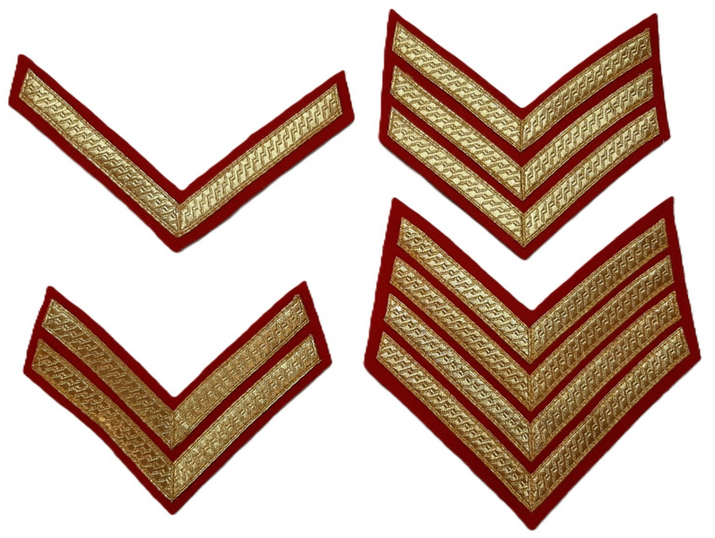 Stripe Service Chevron Bar Lace Gold on Red Felt Various Ranks British