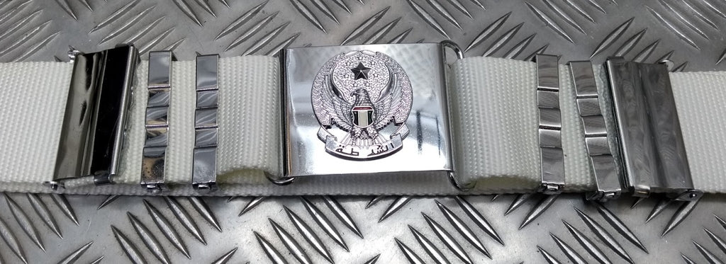 Abu Dhabi Belt White Nylon With Insignia Buckle For Ceremonial & Parade Duties