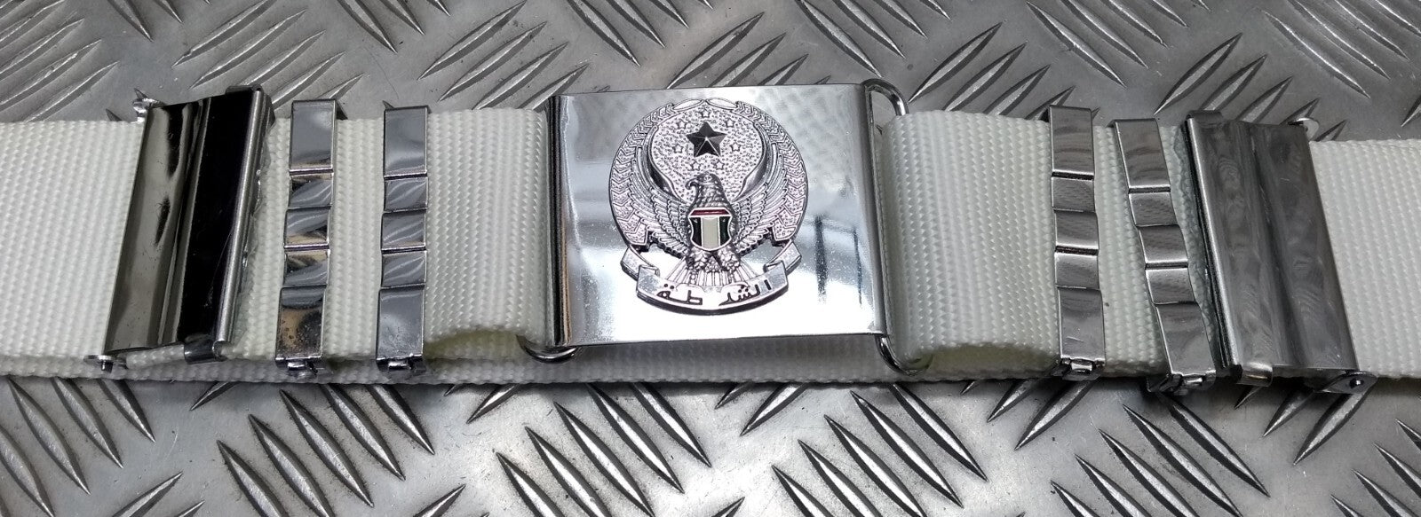 Abu Dhabi Belt White Nylon With Insignia Buckle For Ceremonial & Parade Duties