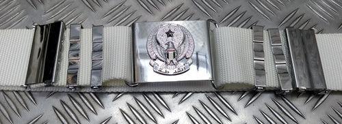 Abu Dhabi Belt White Nylon With Insignia Buckle For Ceremonial & Parade Duties