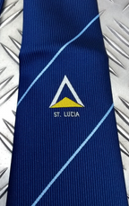 Navy Blue Polyester Tie with Saint Lucia writing & Symbol - NEW