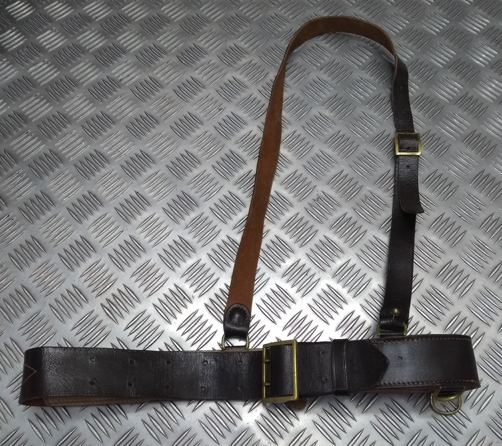 Vintage Sam Browne Brown Leather Belt & Shoulder Strap Dress Issue