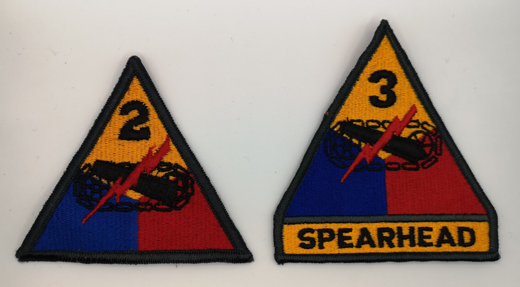 Vintage US Issue Armoured Division Patch Spearhead Red Blue Yellow