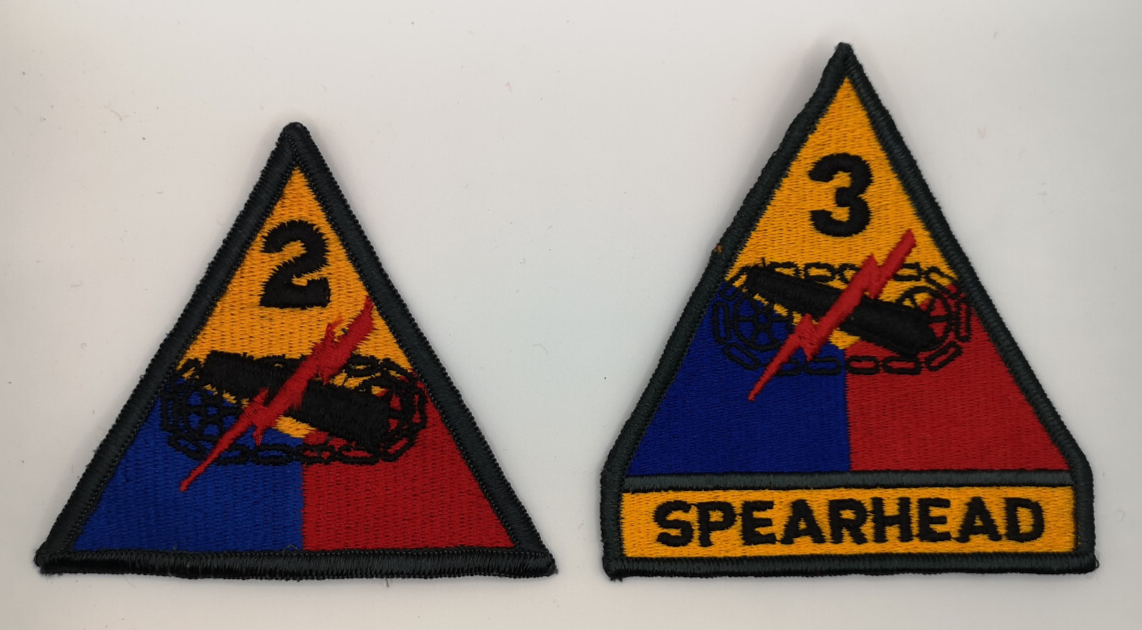Vintage US Issue Armoured Division Patch Spearhead Red Blue Yellow