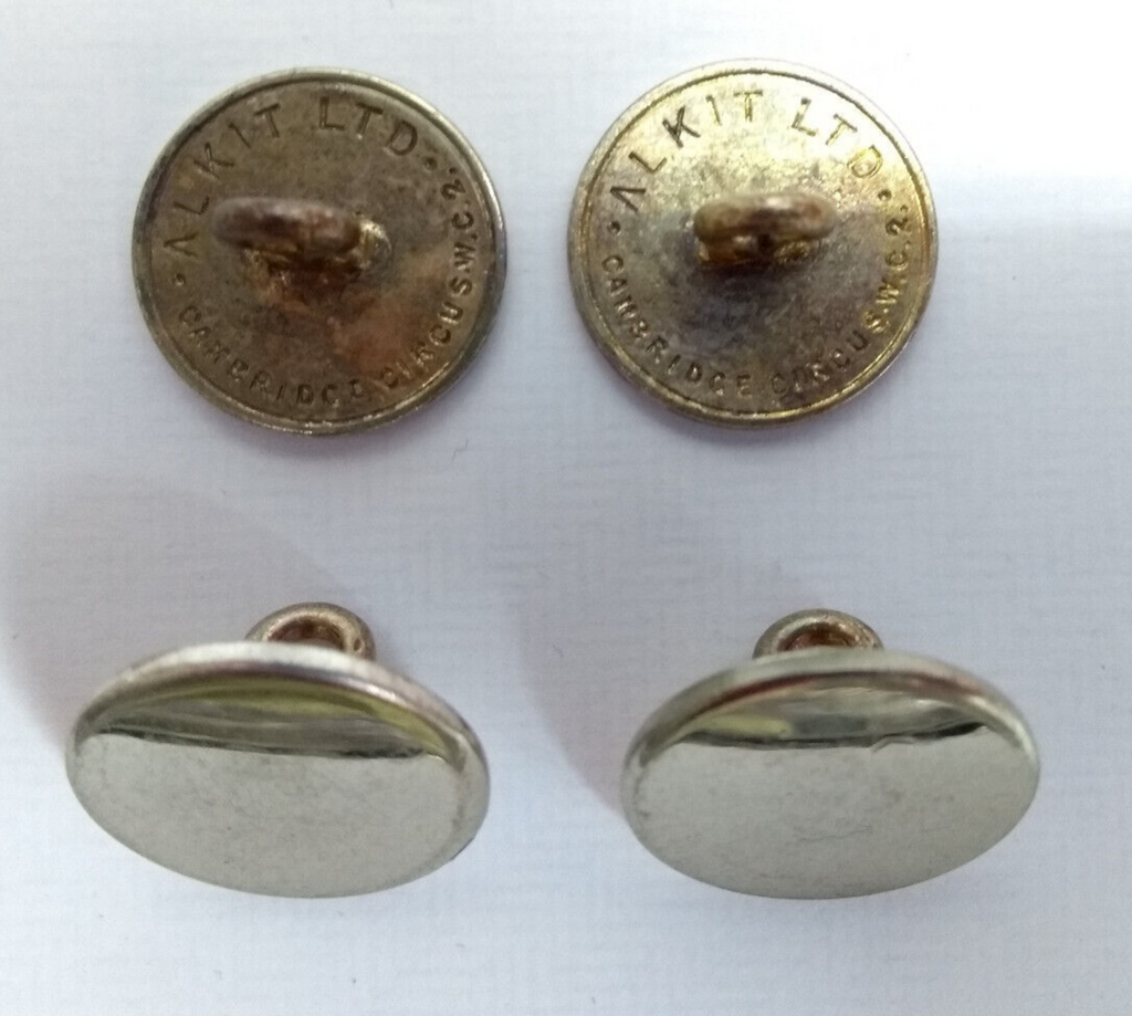 British Made Chrome / Silver Flat Blazer Buttons Alkit Ltd Cambridge Circus WC2