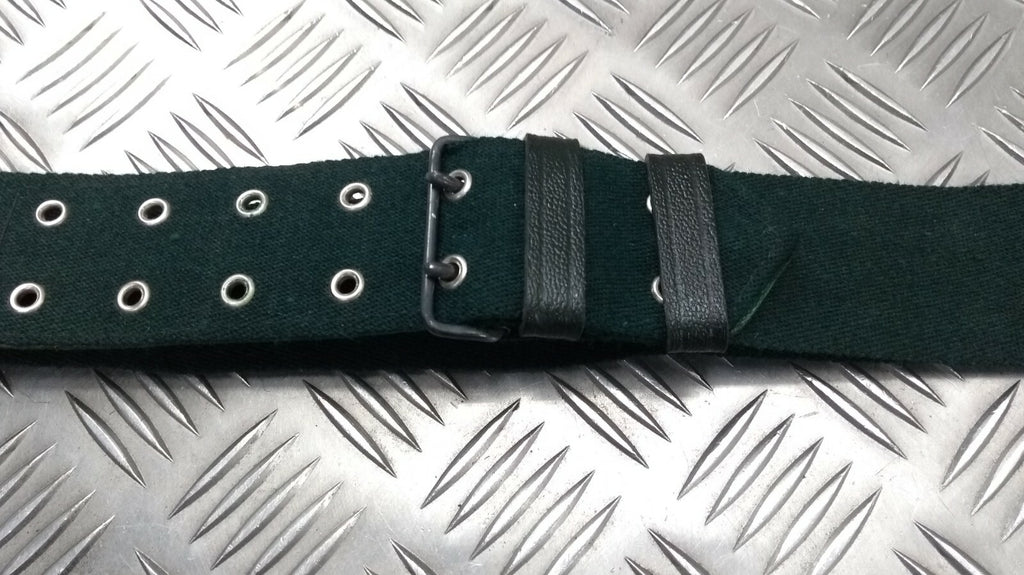Ceremonial Canvas Belt Green With leather and Metal Fittings British Made