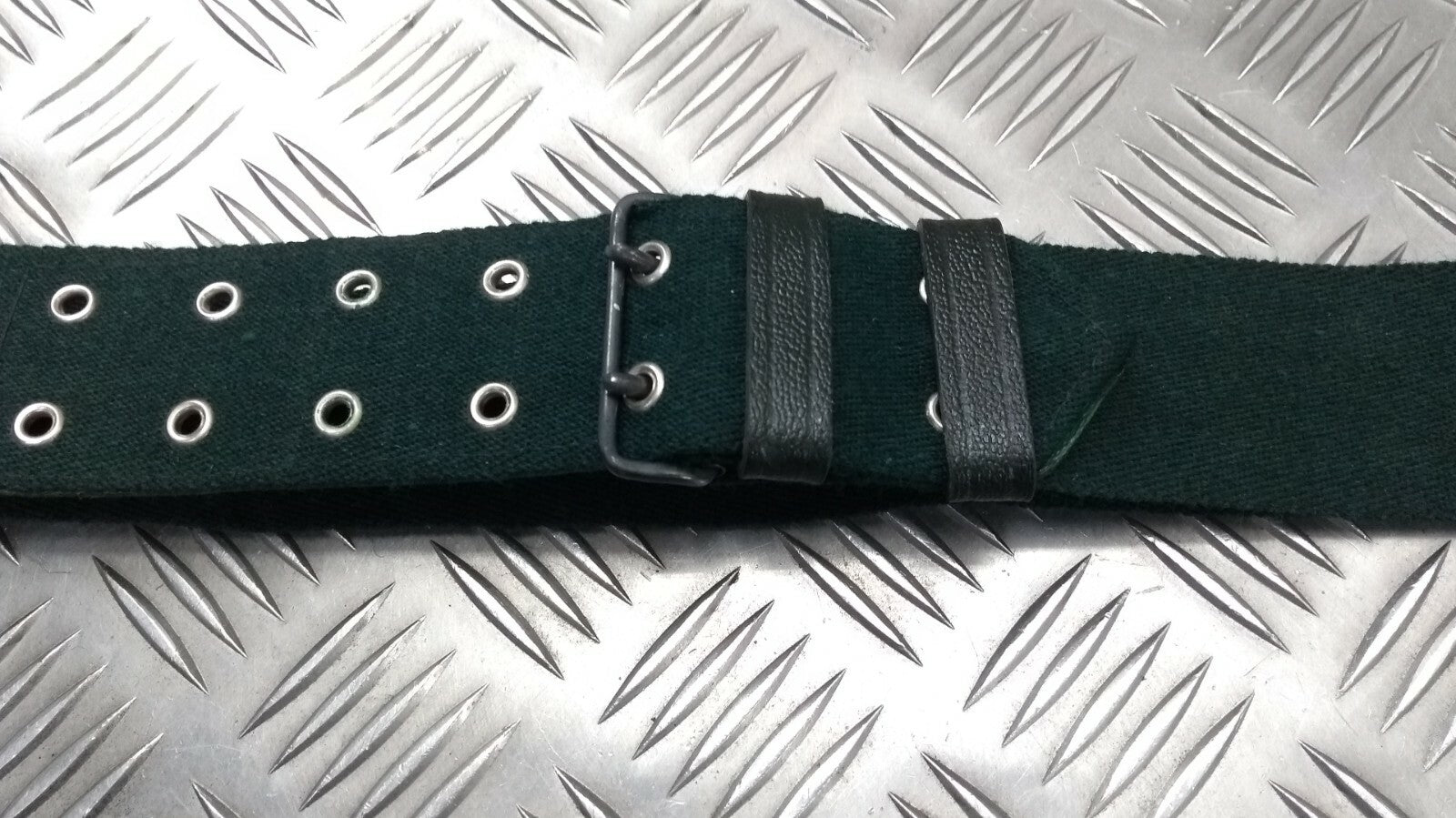Ceremonial Canvas Belt Green With leather and Metal Fittings British Made
