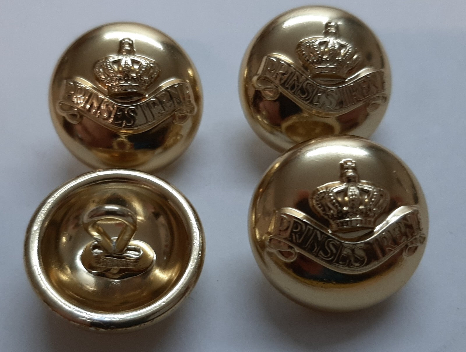 Princess Irene Fusiliers Guards Regiment Crown Insignia High Sheen Buttons NOS