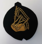 Genuine British Made Wire Embroidered Bagpipes Bandsman Large Badge