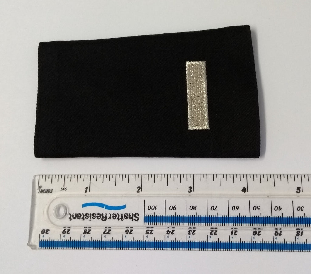 1 Bar Slides British Made Shoulder Rank Sliders Silver Bar on Black 1 Pair