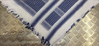 100% Cotton Shemagh / Arab Scarf / Pashmina / Wrap / Sarong. Blue on White - NEW
