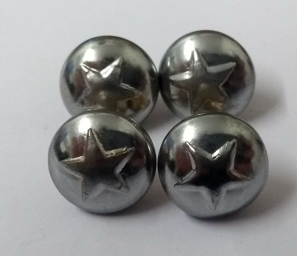 5 Point Star Small 12.5mm Dress Hat Buttons Looped Back With Raised Insignia X4