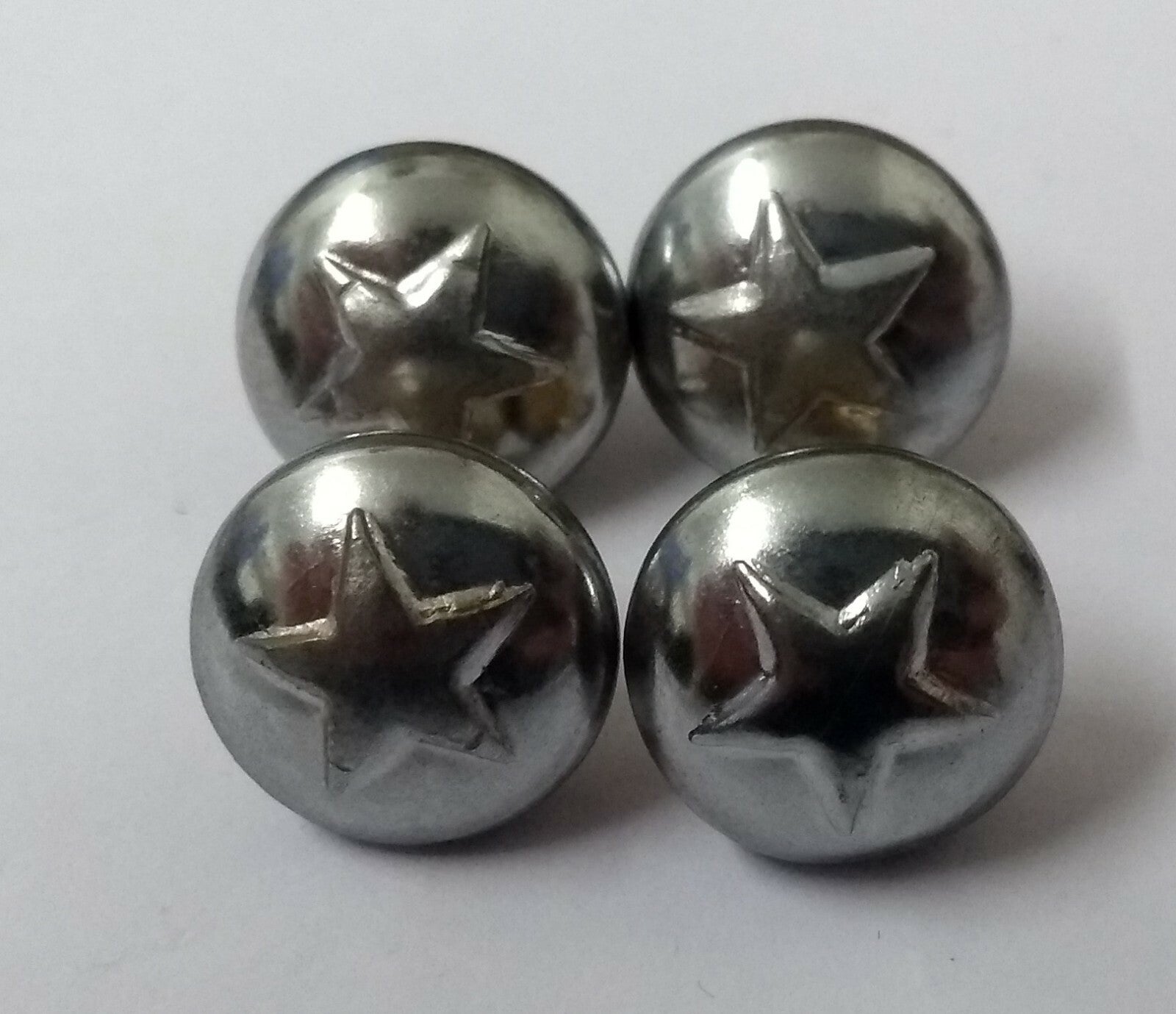 5 Point Star Small 12.5mm Dress Hat Buttons Looped Back With Raised Insignia X4