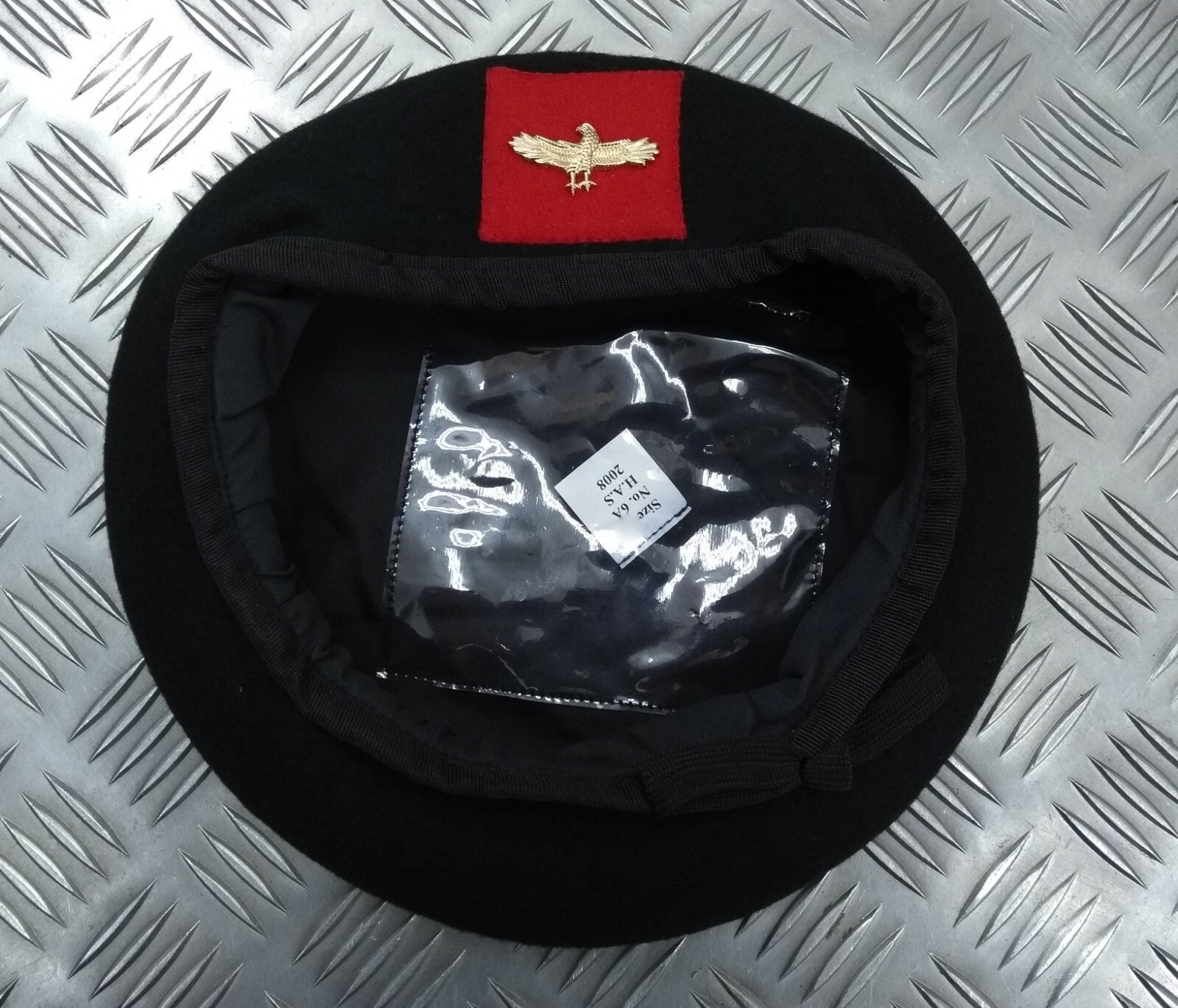 Wool Beret H&S Black With Eagle Badge Size 61cm New