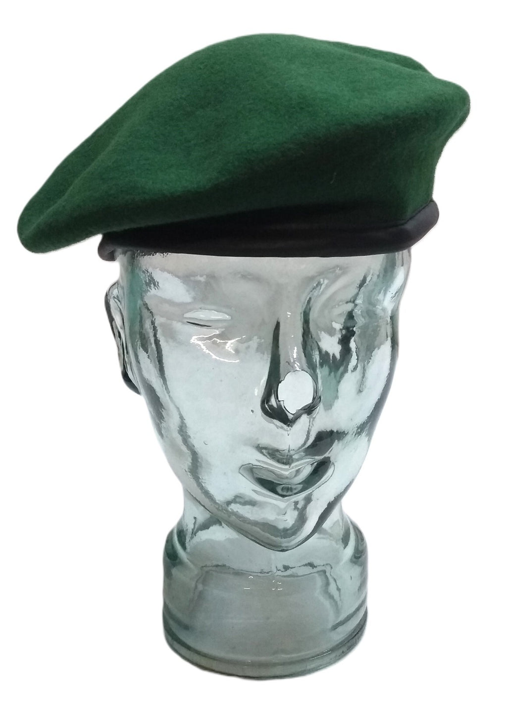 Green Beret Army Allarms UK Pattern Wool / Silky Lining & Leather Trim 59cm