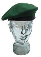 Green Beret Army Allarms UK Pattern Wool / Silky Lining & Leather Trim 59cm