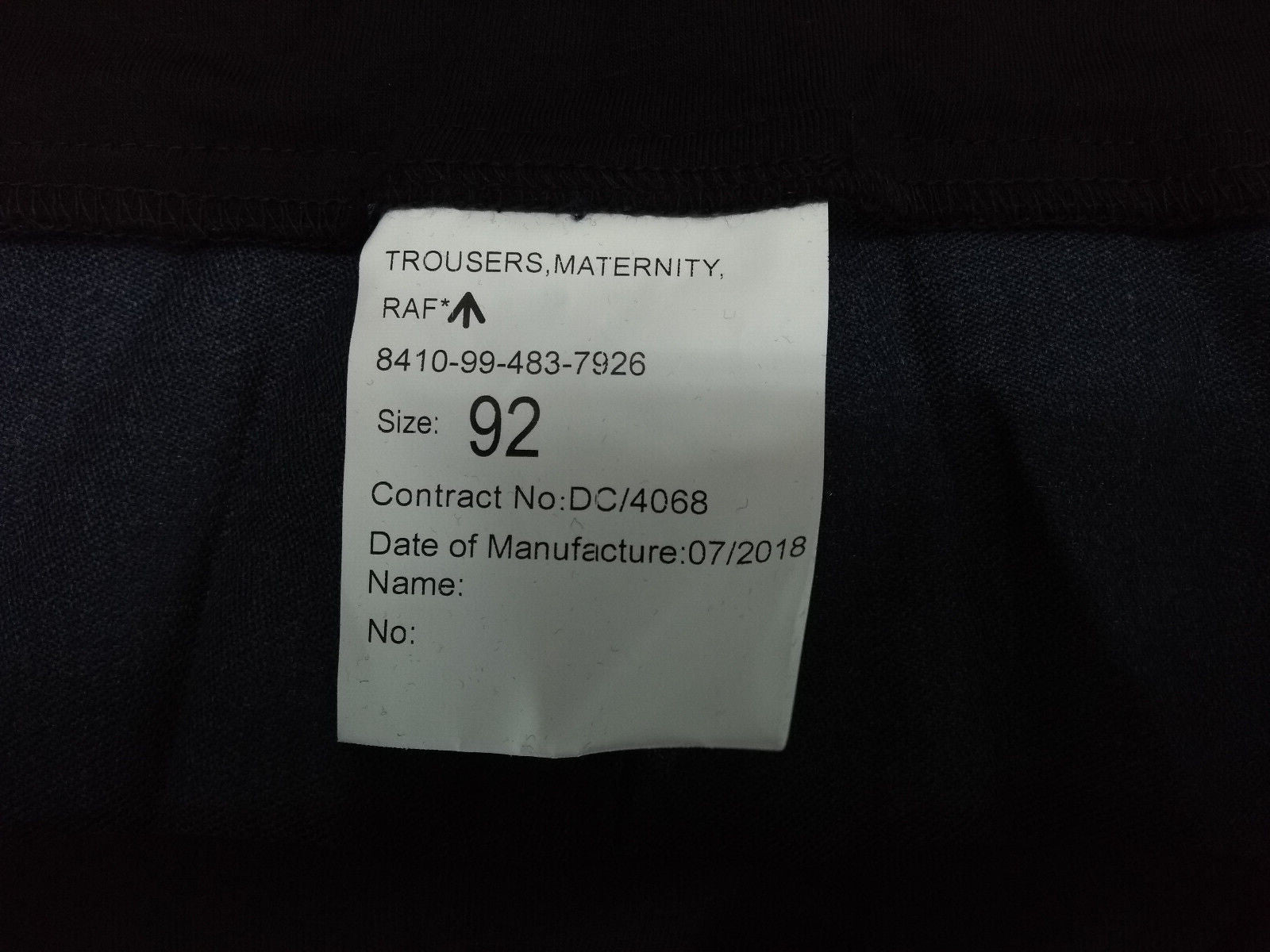WRAF / RAF Royal Air Force Maternity Trousers Airforce Blue Grey Womans Slacks - NEW