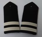 Naval Style 2 Bar Shoulder Boards Epaulette Black w Silver Stripes Fancy Dress