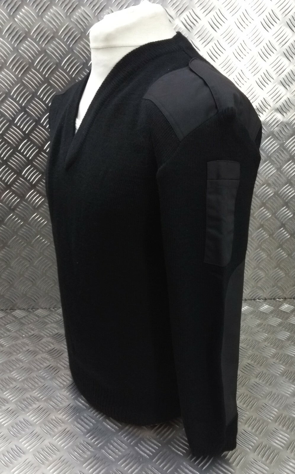Black V-Neck Jumper Uniform Pullover Genuine British Small - New