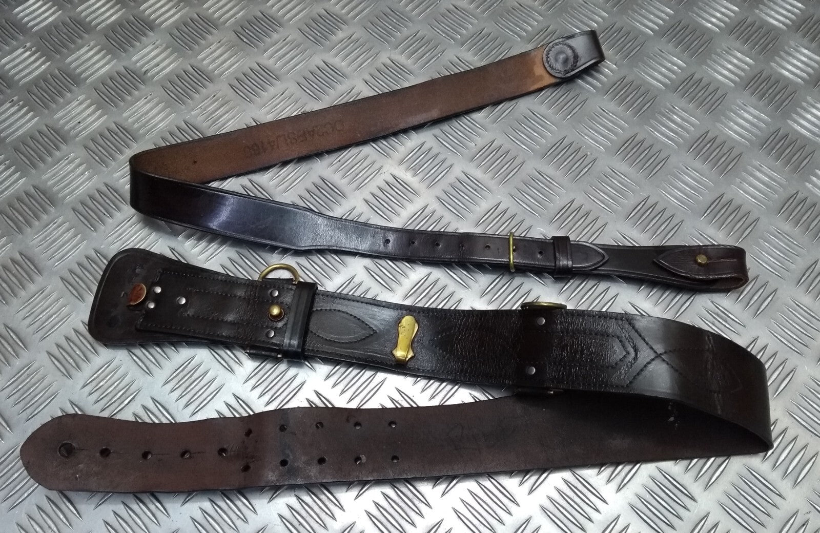 Sam Browne Brown Leather Belt & Shoulder Strap British Issue No Main Buckle