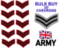10 Army Chevrons Green on Red Felt British Corporal Rank Stripes Job Lot