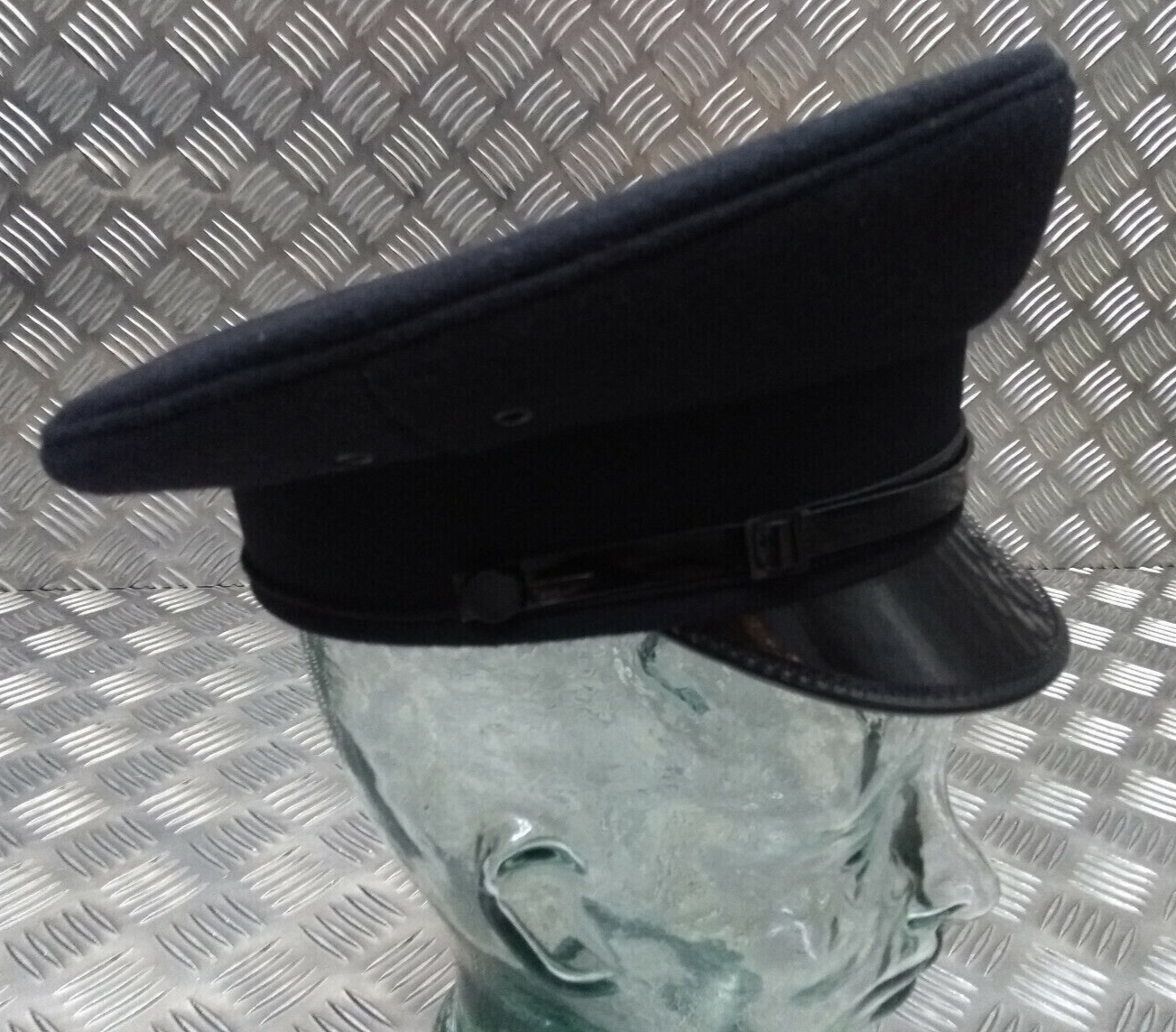 British Made Officers Captains Style Peaked Visor Black Cap Size 53cm - NEW