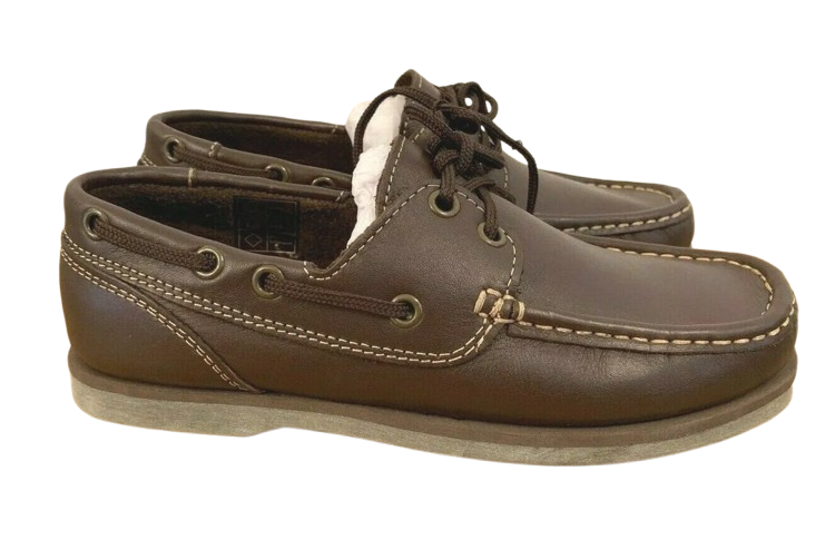 Deck Boat Loafers Shoes Brown Soft Leather Lace Up Genuine British Army - NEW
