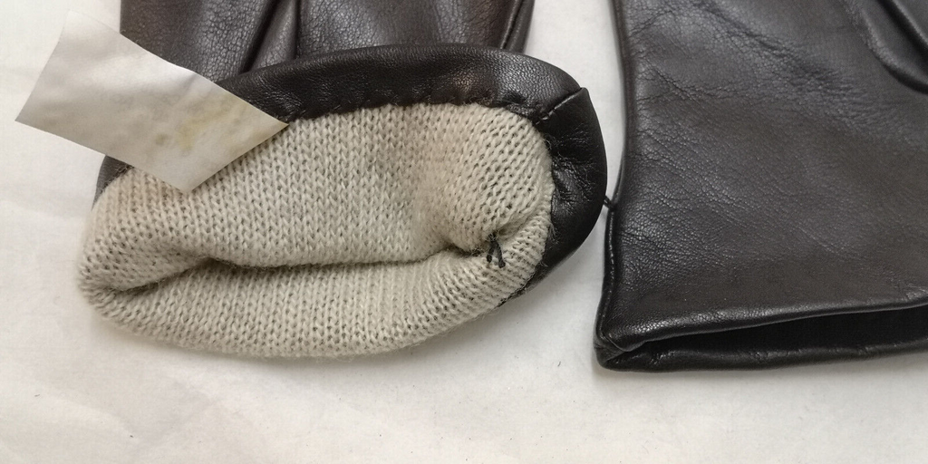Black 3 Dart Leather Lambnappa Gloves Cashmere Wool Acrylic Lining Size 7