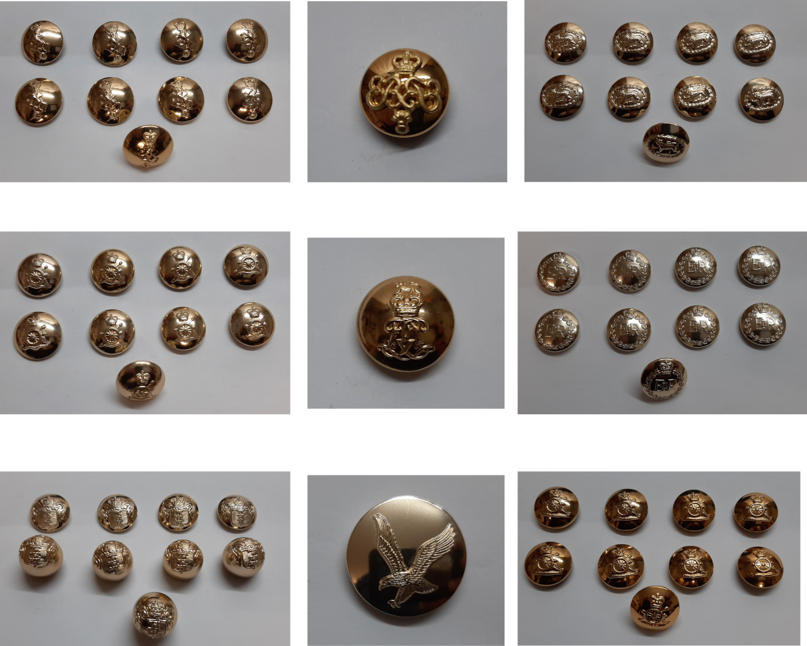 British Army No1 Button Set for Service Dress Jackets and Old Pattern Tunics Assorted
