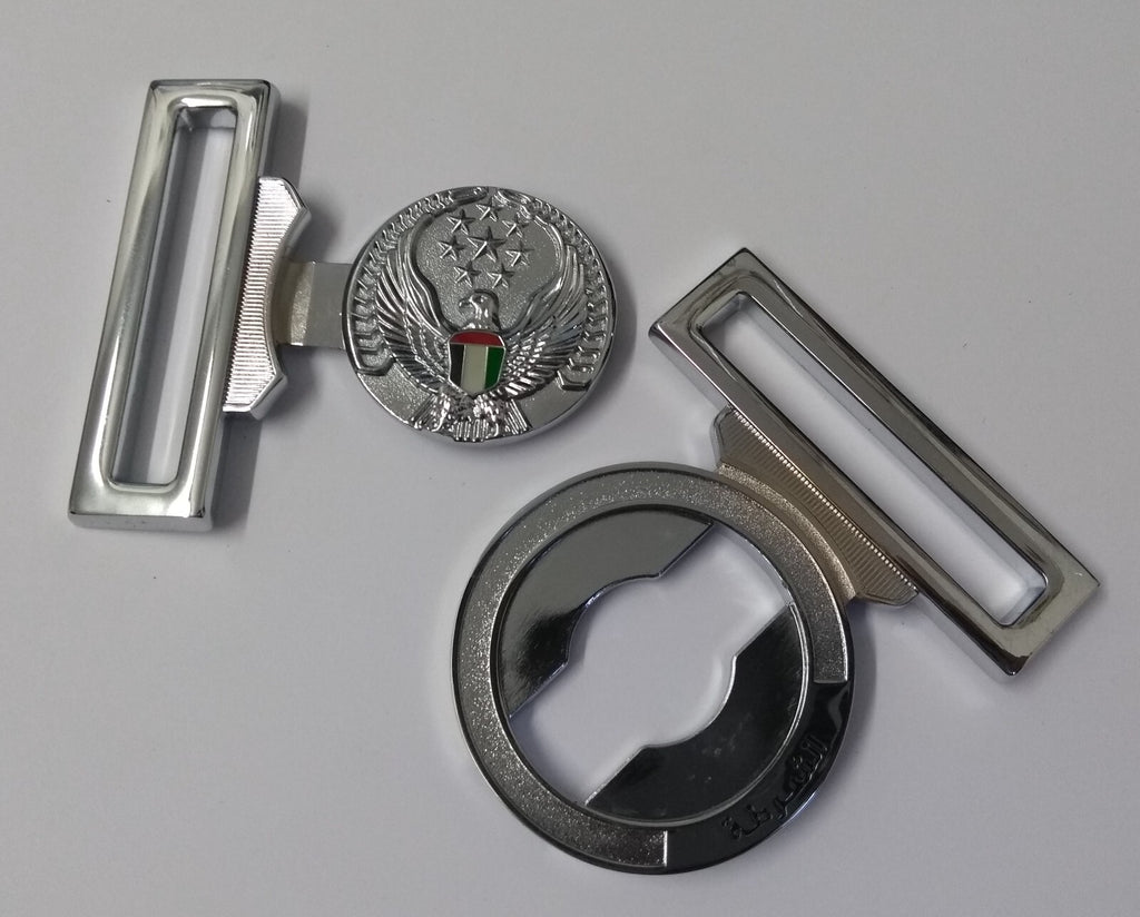 Abu Dhabi Buckle UAE Chrome Insignia Belt Locket Clasp Made in England 53mm