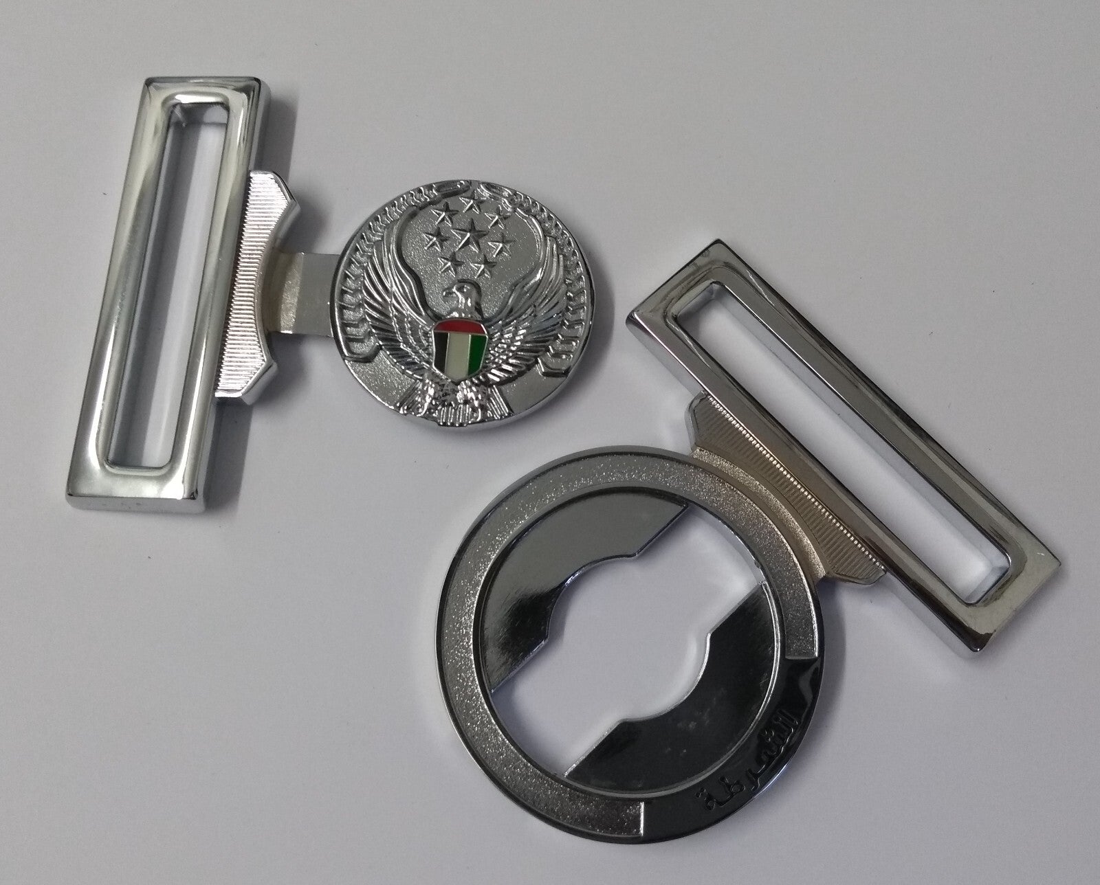 Abu Dhabi Buckle UAE Chrome Insignia Belt Locket Clasp Made in England 53mm