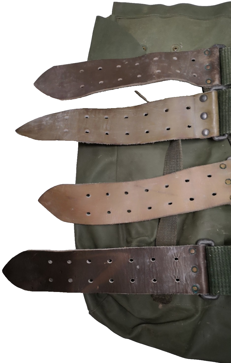 Vintage Army Issue Heavy-duty Vinyl Backpacks & Belts x4ea Heavy Wear & Defects