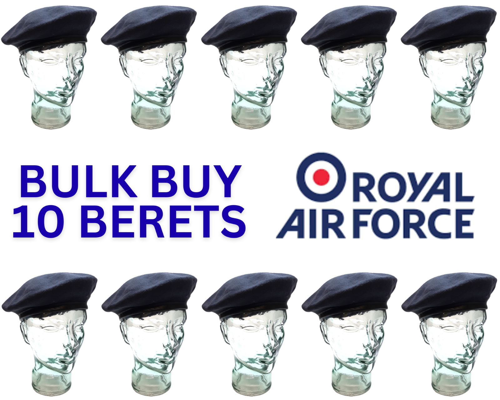RAF Royal Air Force Berets Wool Knitted With Leather Rim Size 56cm Job Lot x10