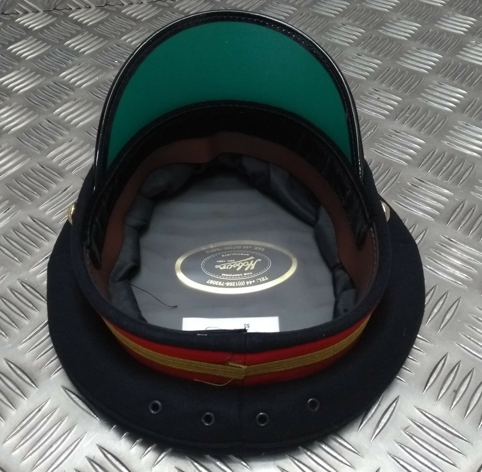 Abu Dhabi Hat UAE Insignia Buttons & Black Chinstrap Officers Hat No Badge 53cm
