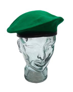 Mid Green Beret Goldings British Army Pattern Wool / Silky Lining & Leather Trim