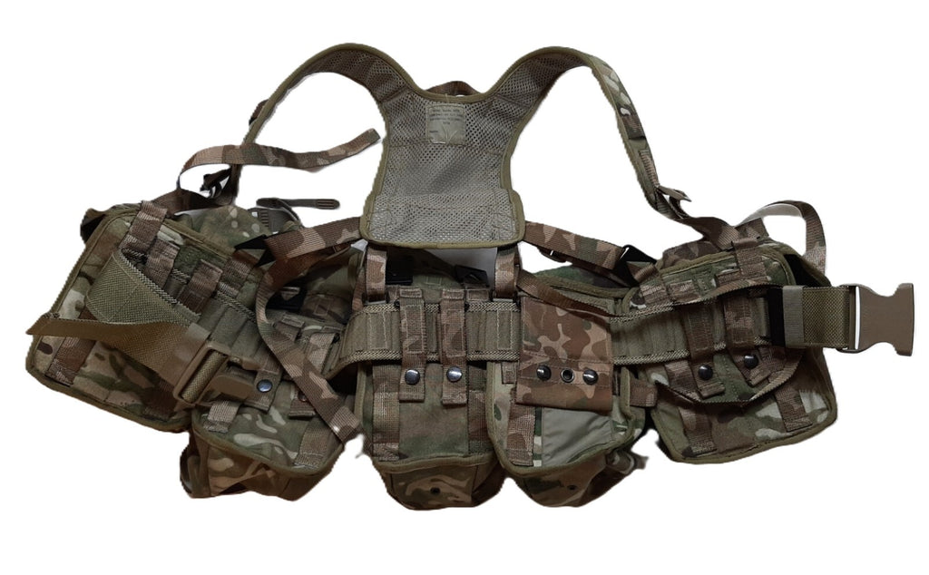 Airborne Army Webbing British Assault Camo Belt Yoke & Assorted Pouches (5)