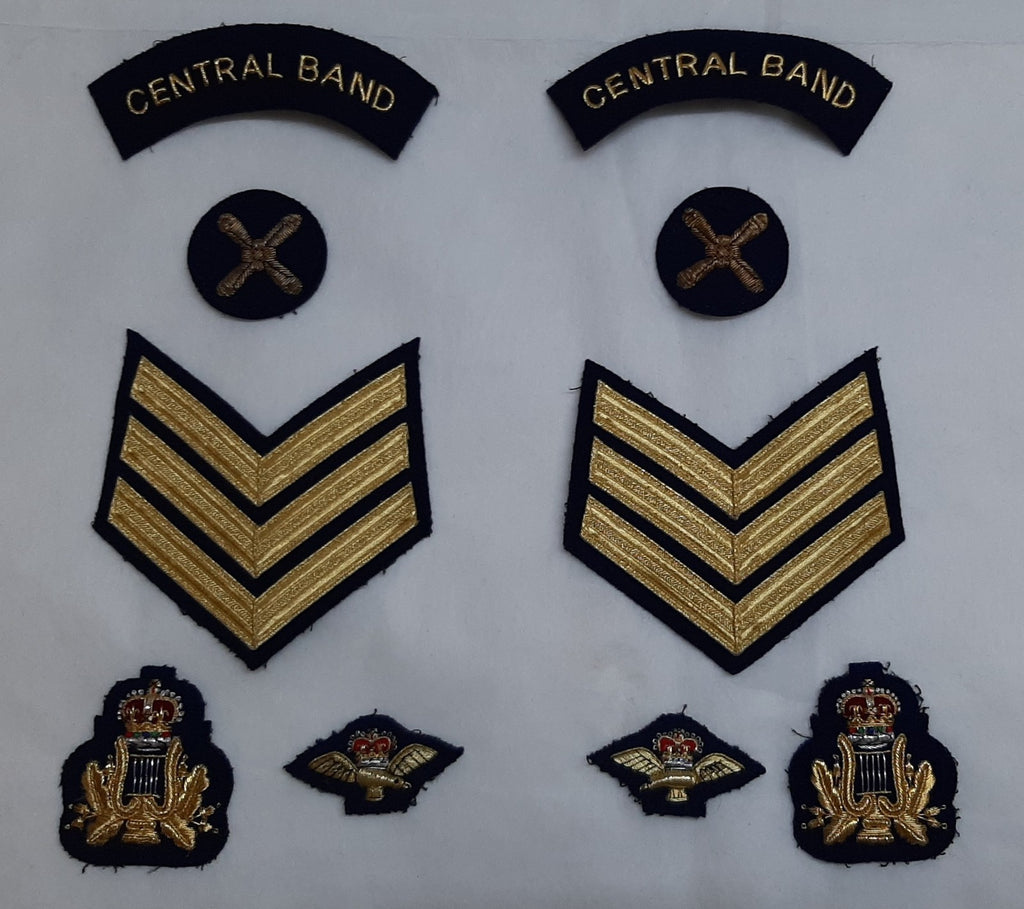 Central Band Badges for Dress Jacket Includes 3 Bar Chevrons Shoulder Mudguards