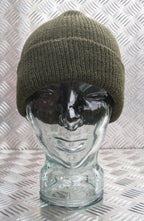 Green / OD Knitted Beanie Hat / Woolly Hat - 100% Wool - One size - NEW