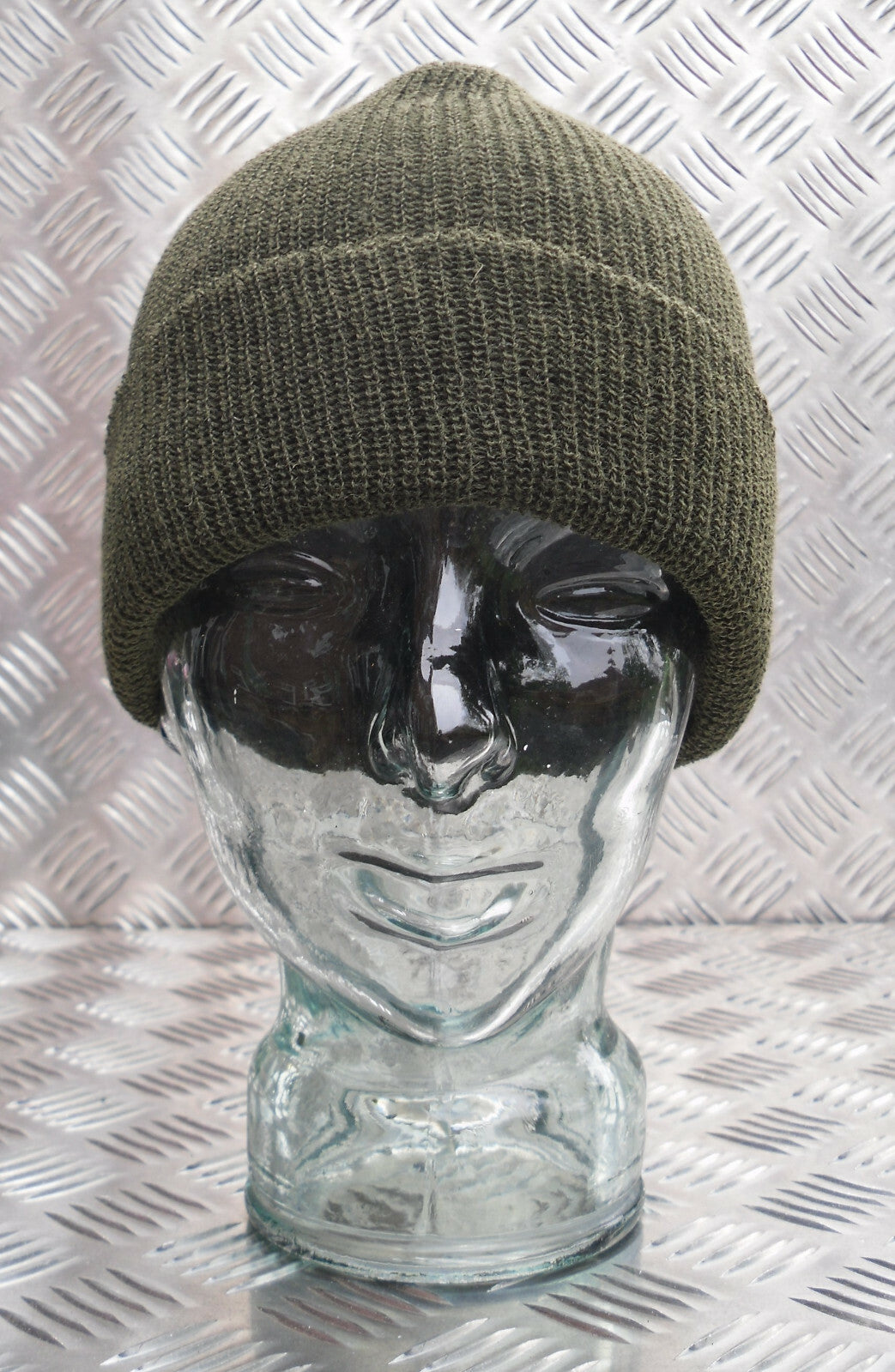 Green / OD Knitted Beanie Hat / Woolly Hat - 100% Wool - One size - NEW