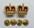British Crowns Rank Insignia Royal Crown With Red Cushion & Clutch Pins