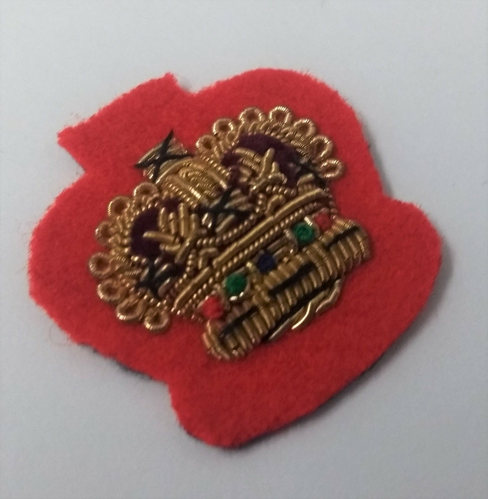 Genuine Vintage British Braided Decorative ⅝" Crown on Red Felt