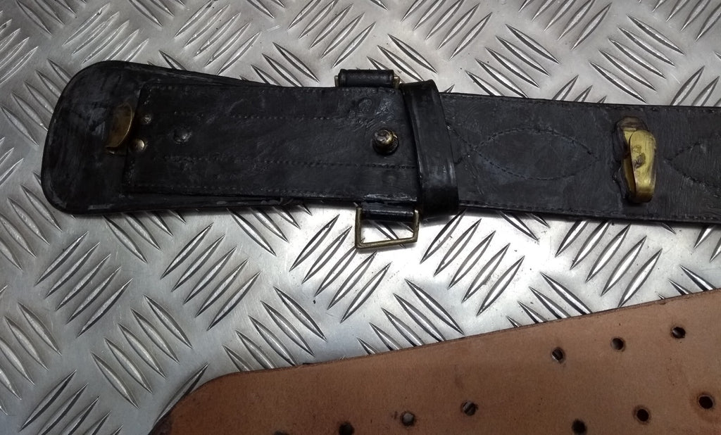 British Sam Browne Belt, Black Leather. No Buckle / Shoulder Strap Size 4