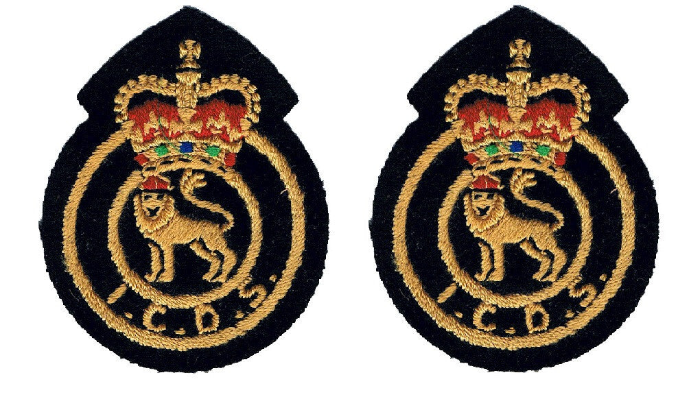 Industrial Civil Defence Service Badges/Patches x2 Genuine British I.C.D.S