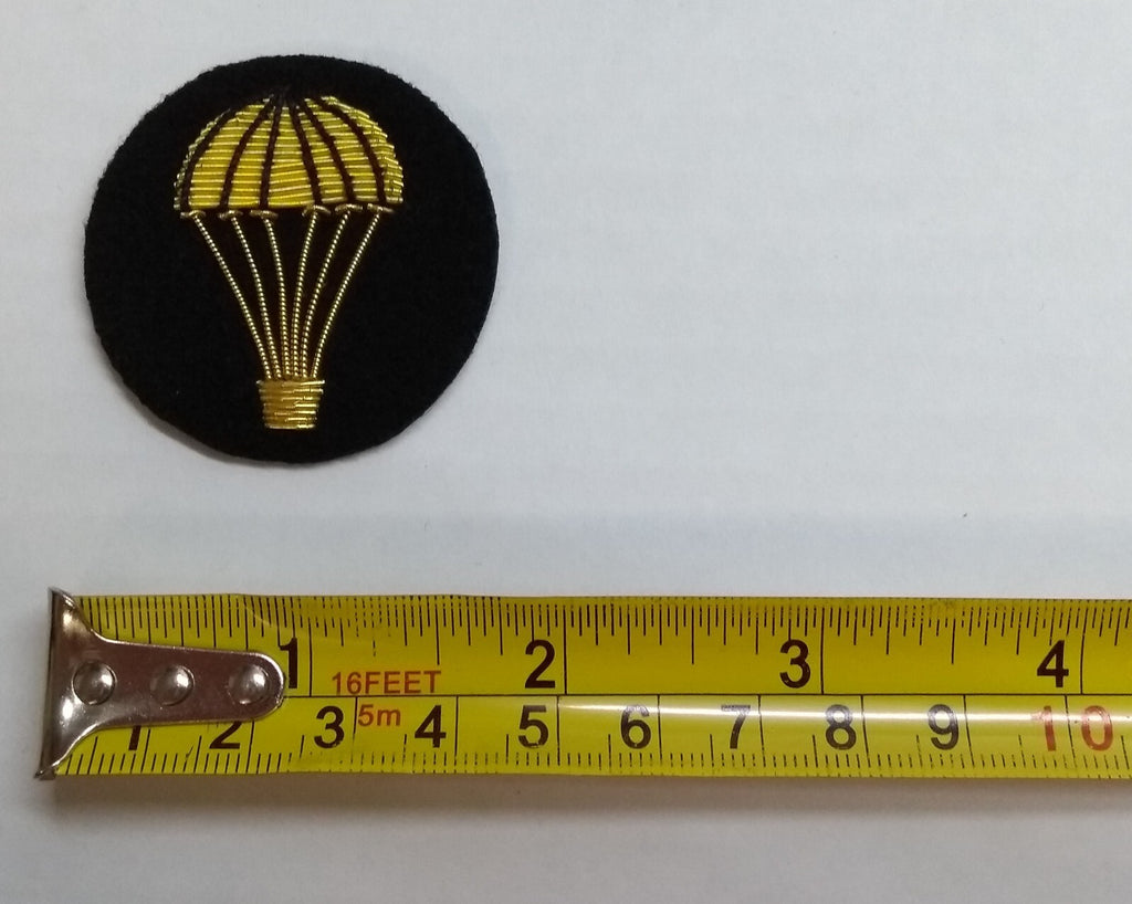 Mess Kit Badge Parachute Black Felt British Army Hand Embroidered Arm Patch