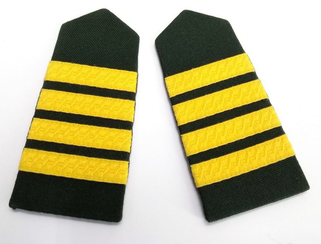 Shoulder Slides Officer Slide On Epaulettes Green With 4 Rank Bars
