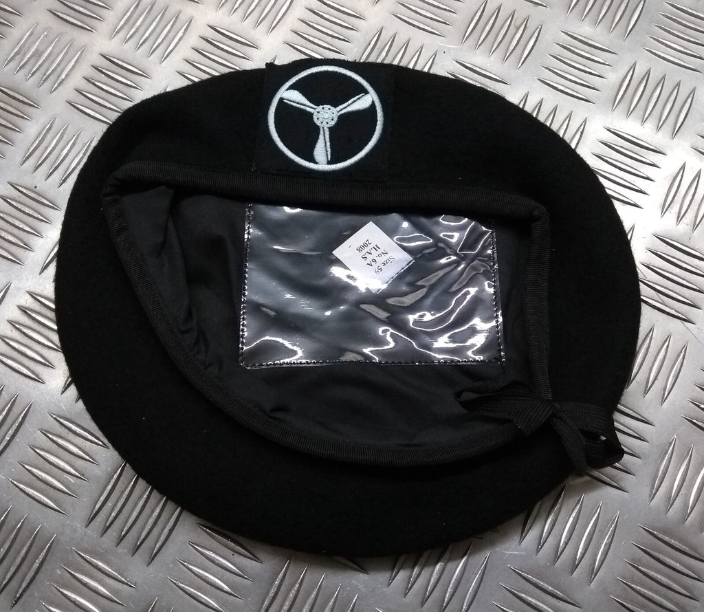 SAC Beret Cap Black With Senior Aircraftman RAF Royal Air Force Patch Size 59cm
